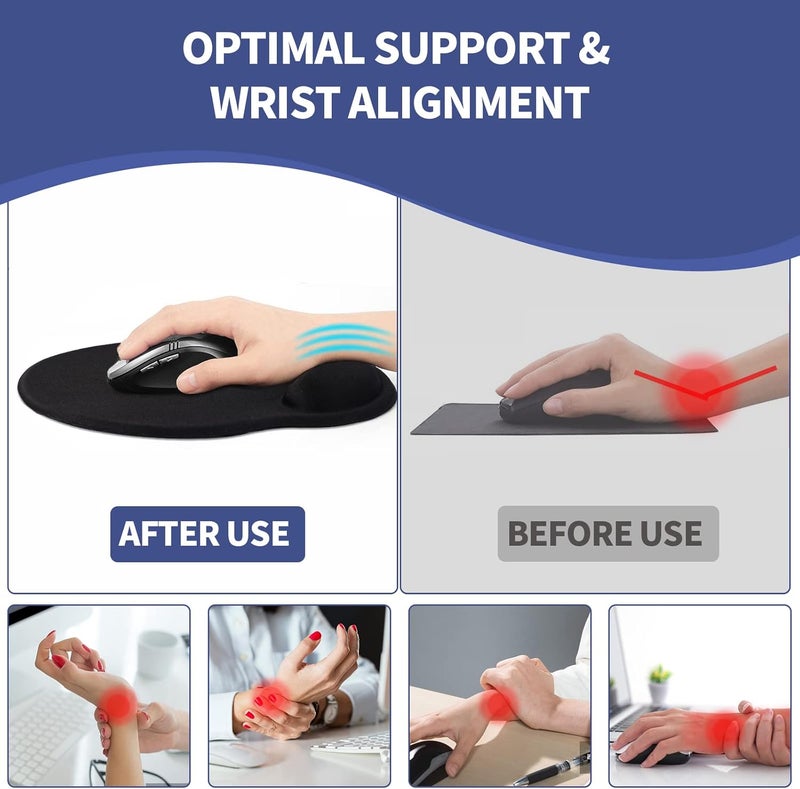 eulps Mouse Pad with Wrist Rest, Comfortable Computer Mousepad with Gel Wrist Support Smooth Surface and Non-Slip PU Base for Pain Relief, Laptop, Office & Home (Moon Night) - Image 4